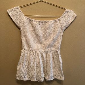 Hollister Off White Boat Neck Top Size S